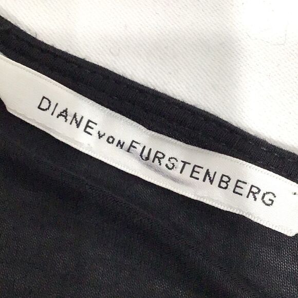 Diane Von Furstenberg Black Chiffon Tiered Ruffle Short Sleeve Stretch Dress - Picture 9 of 10